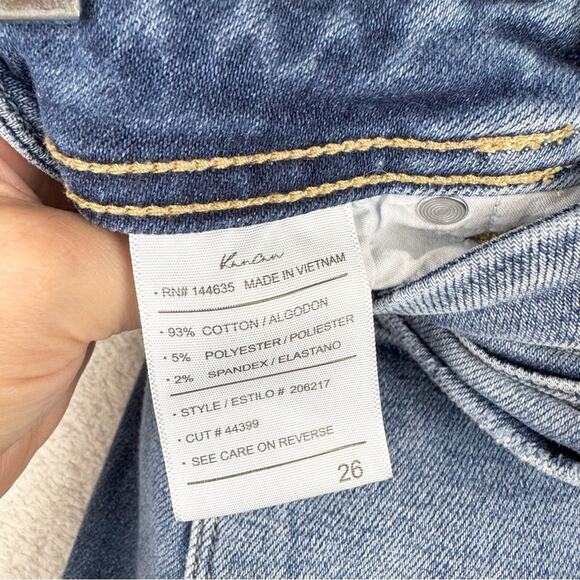 KanCan Flare High Rise Distressed Slit Frayed Hem Jeans Medium Wash Size 26 - Picture 10 of 14